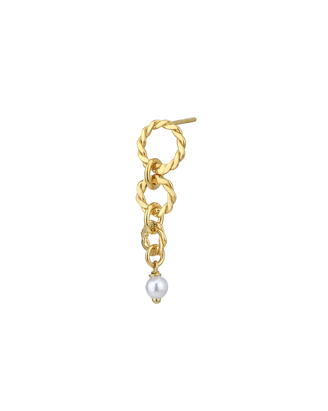 18kt Gold Plated with Dangling Pearl Contemporary Drop Earring