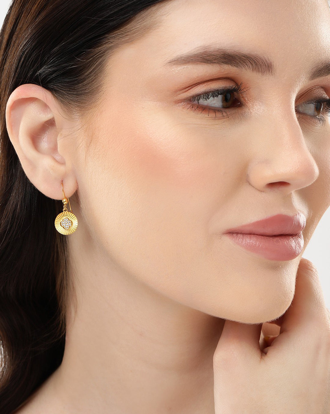 18kt Gold Plated with CZ Circular Drop Earring