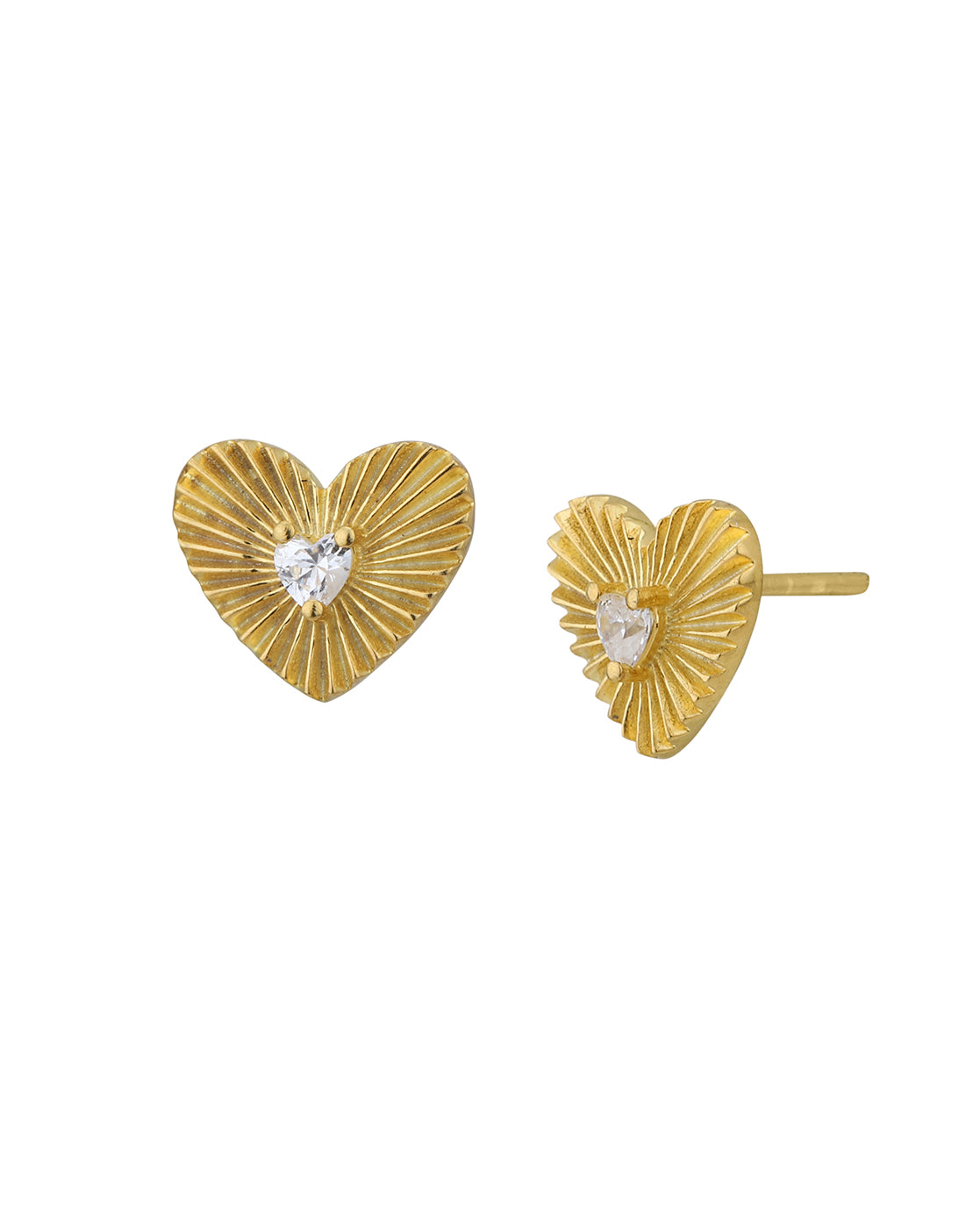 18kt Gold Plated with CZ Heart Stud Earring