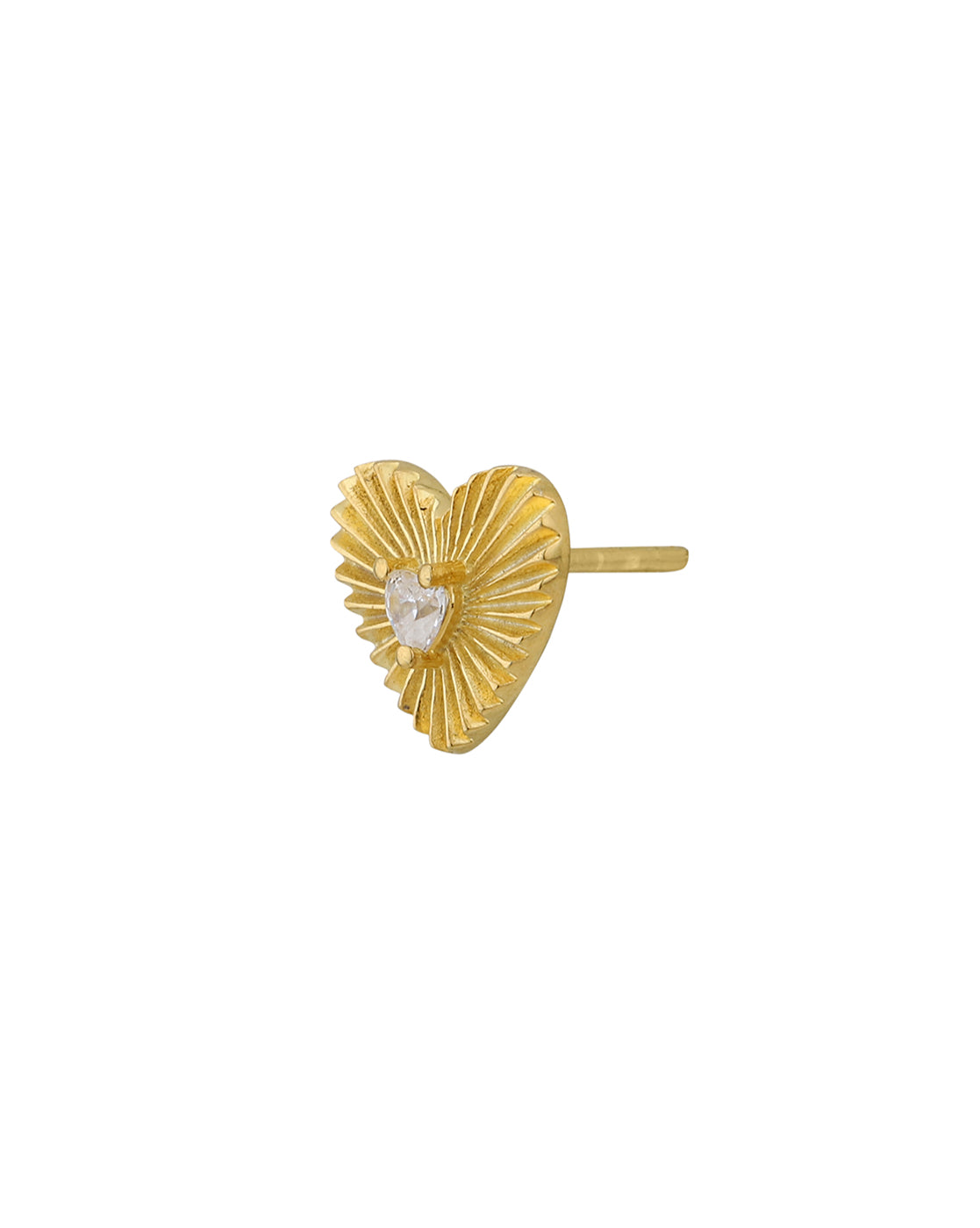 18kt Gold Plated with CZ Heart Stud Earring