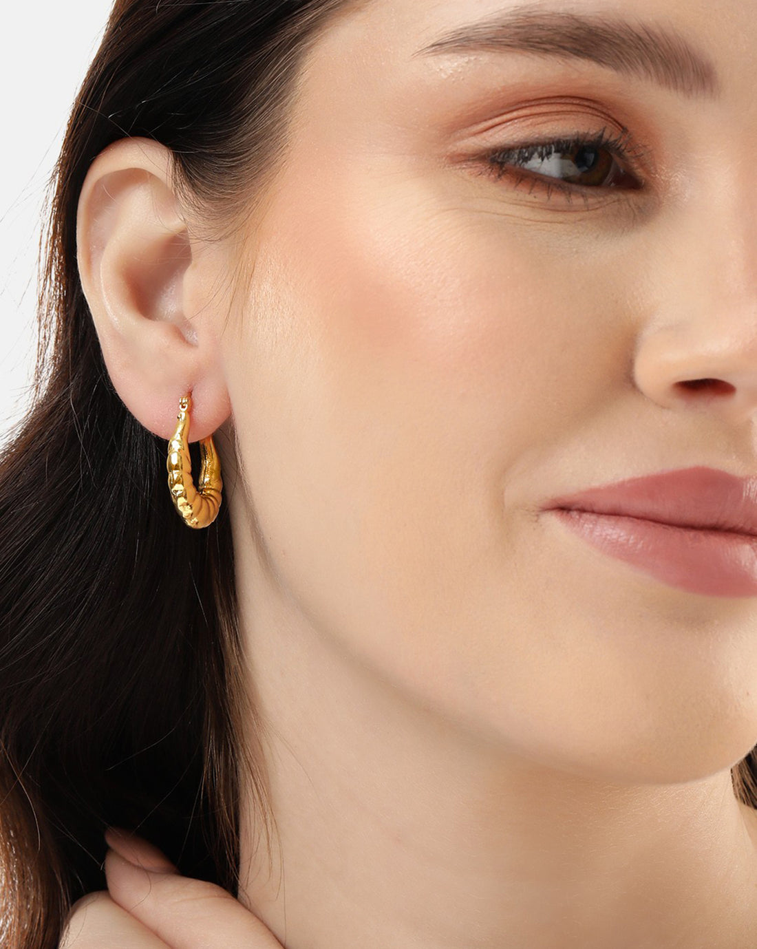 18kt Gold Plated Fancy Contemporary Hoop Earring