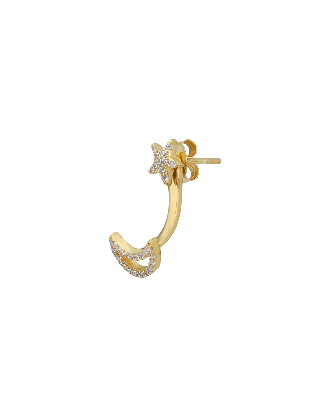 18kt Gold Plated with CZ Moon and Star Drop Earring