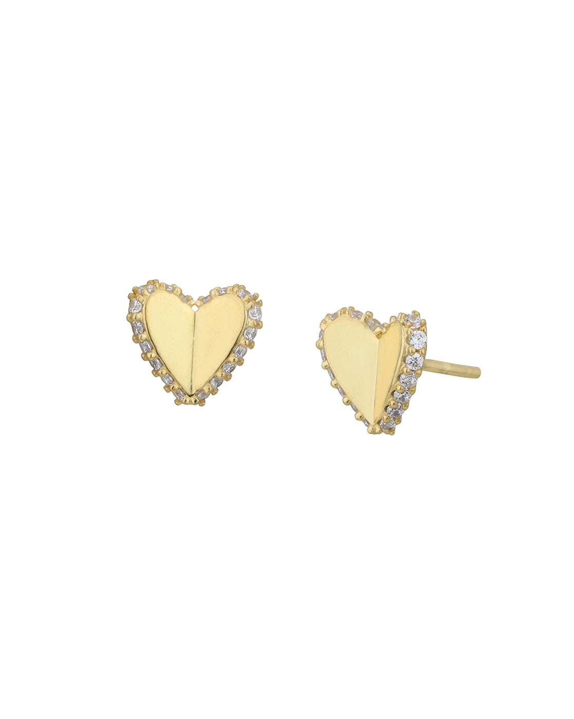 18kt Gold Plated with CZ Heart Stud Earring