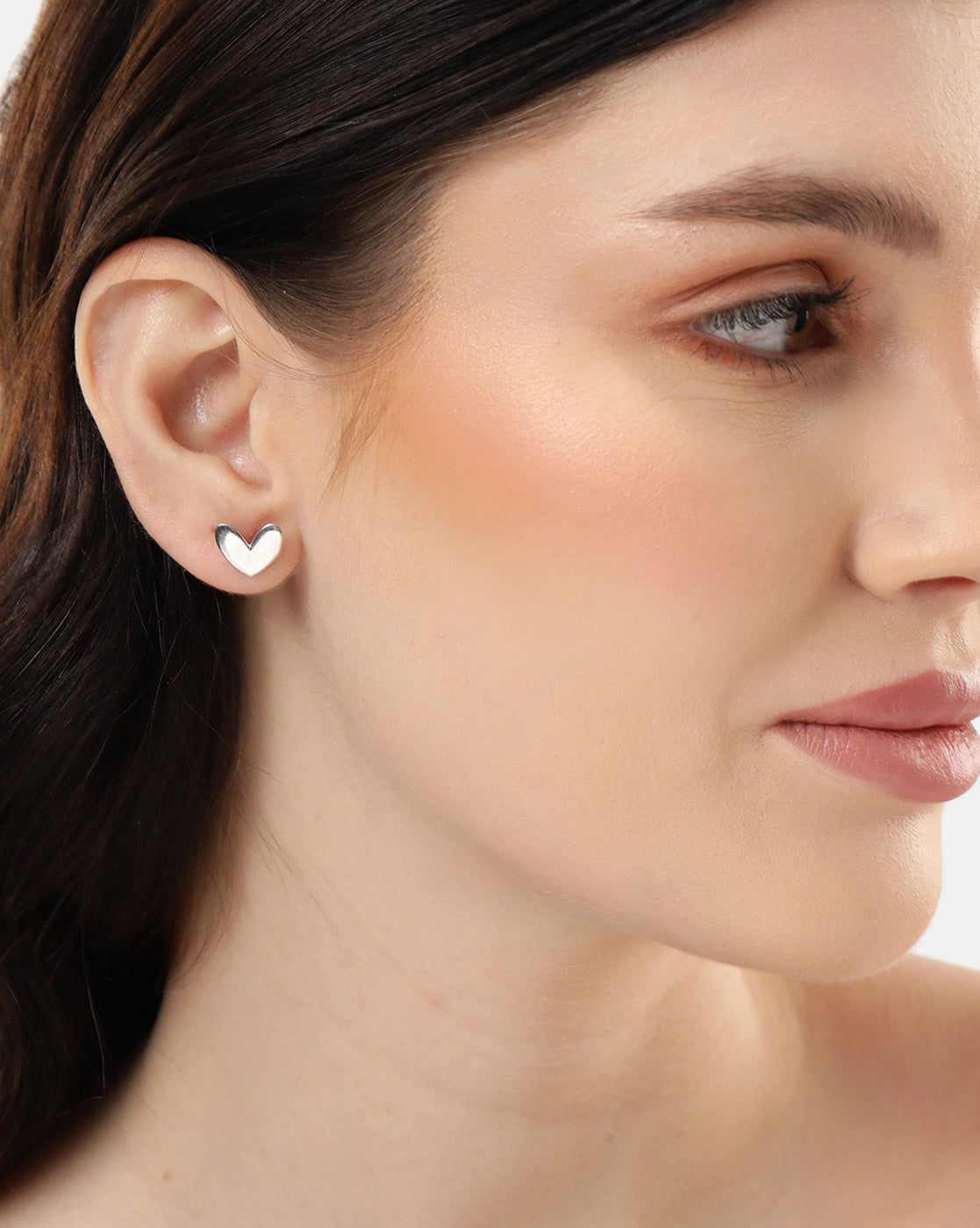 Rhodium Plated Heart Fancy Stud Earring