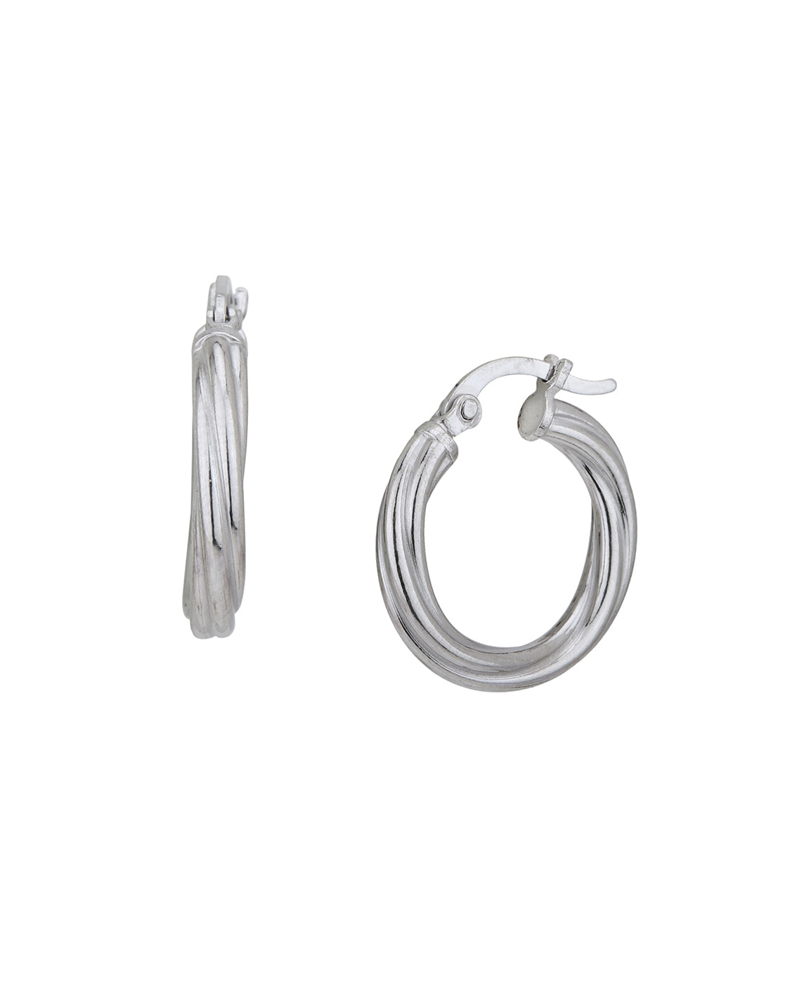Rhodium Plated Fancy Hoop Earring