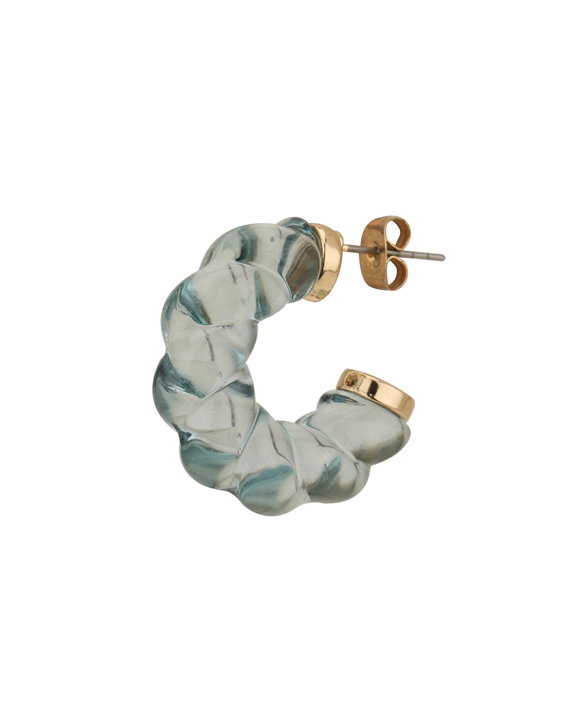 Gold Plated with Glass Bead Half Hoop Earring