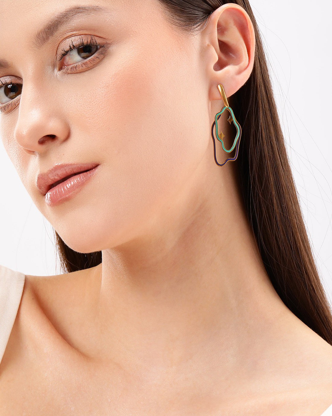 18kt Gold Plated Stainless Steel Enamel Drop Earring