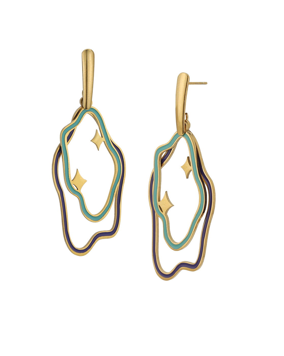 18kt Gold Plated Stainless Steel Enamel Drop Earring