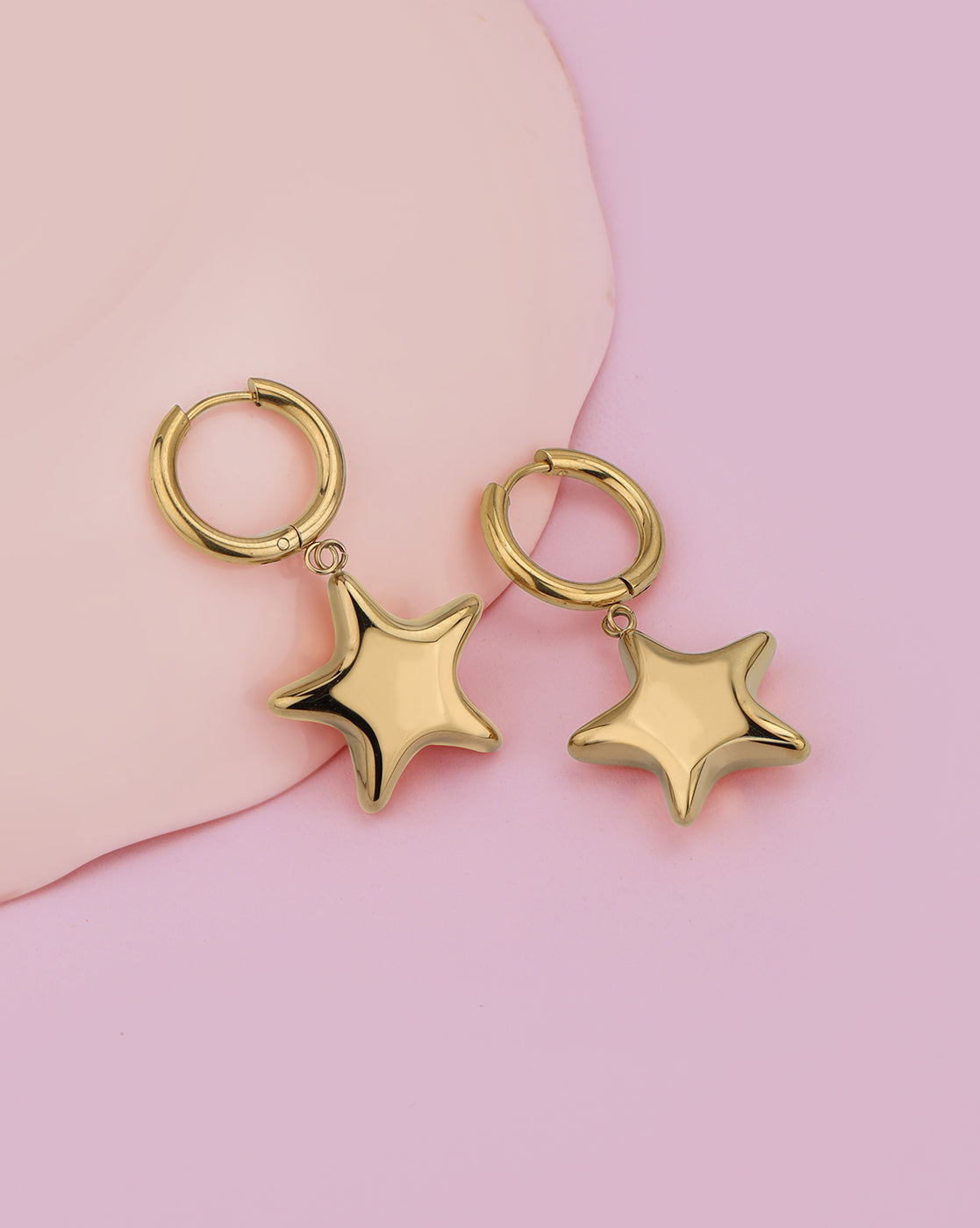 18kt Gold Plated Dangling Star Hoop Earring
