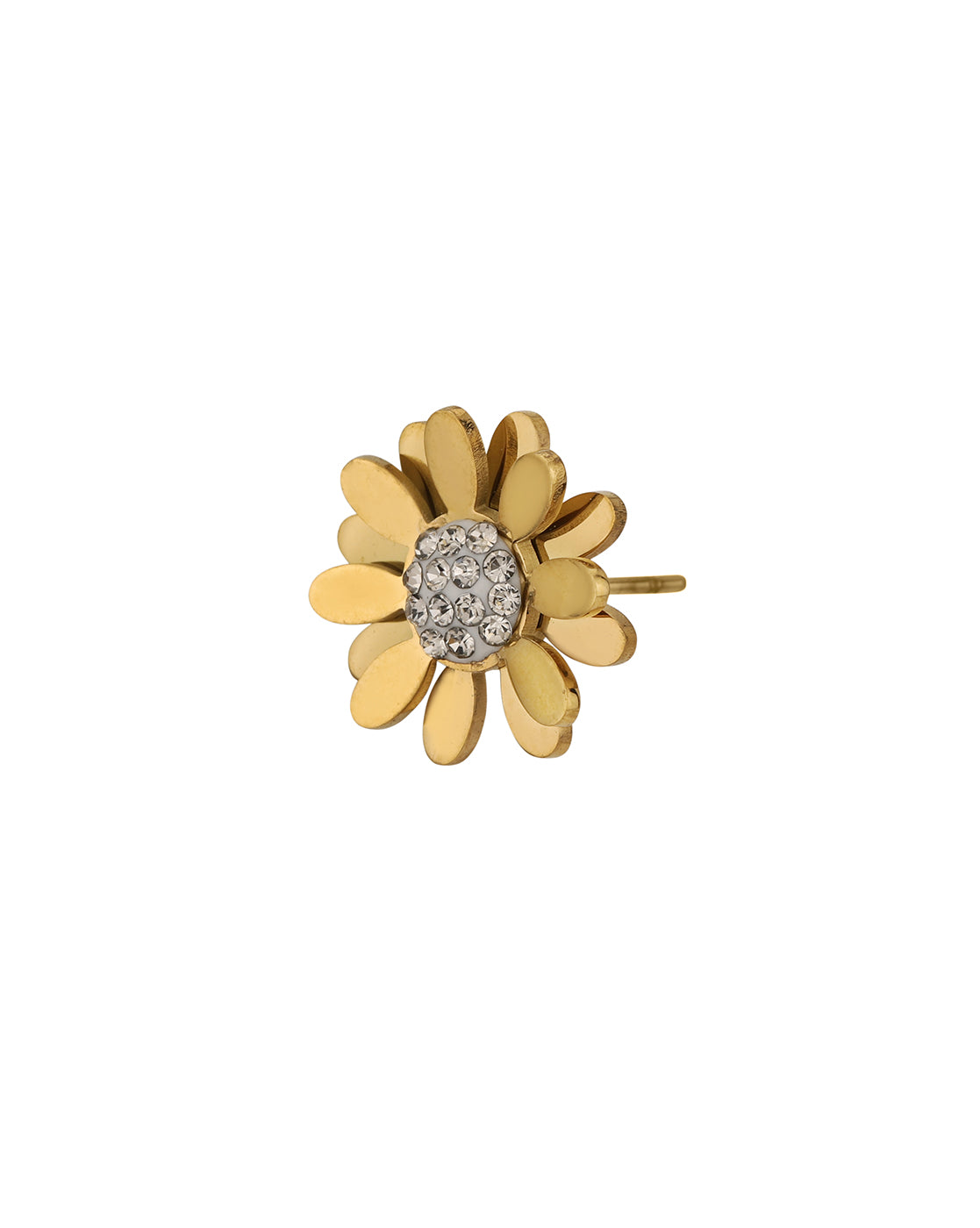 18kt Gold  Plated Stainless Steel CZ Floral Stud Earring