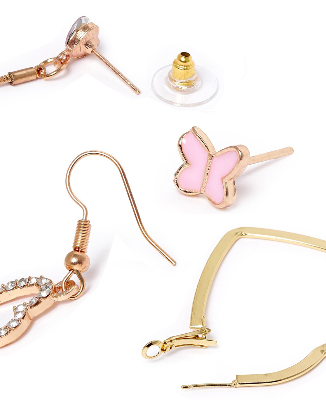 Set of 6 GENZ Gold Plated CZ Multipack Stud Hoop & Drop Earring Set