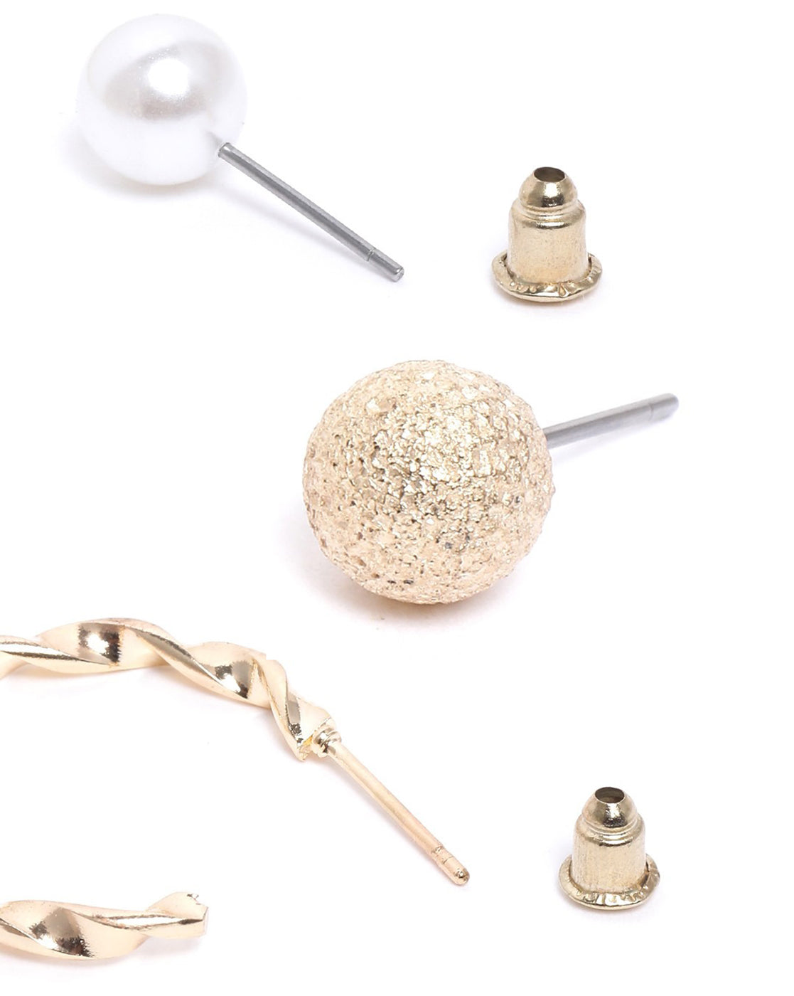 Set of 9 Two Tone CZ & Pearl Multipack Half Hoop & Stud Earring Set