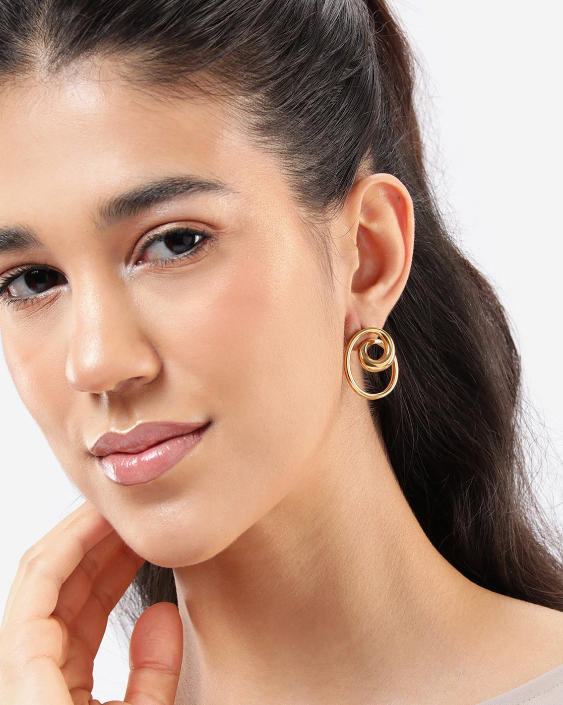Gold Plated Fibonacci spiral Stud Earring