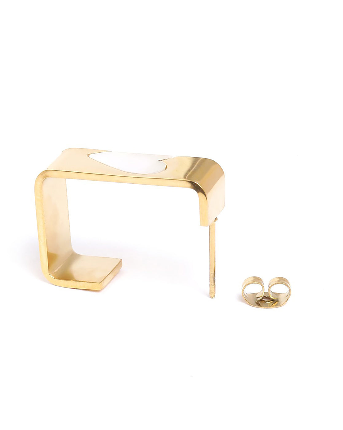 Gold Plated Half Hoop Earring with enamel Heart