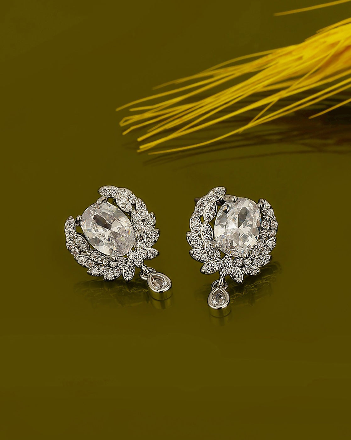 Silver Plated CZ Cluster Stud Earring