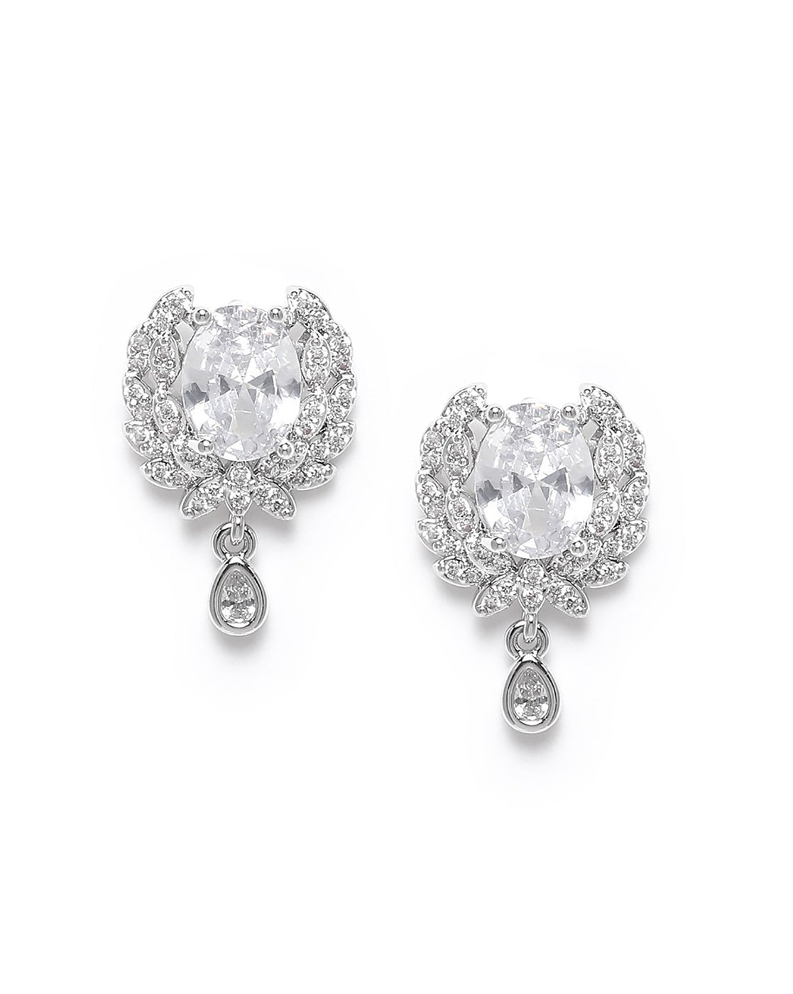 Silver Plated CZ Cluster Stud Earring