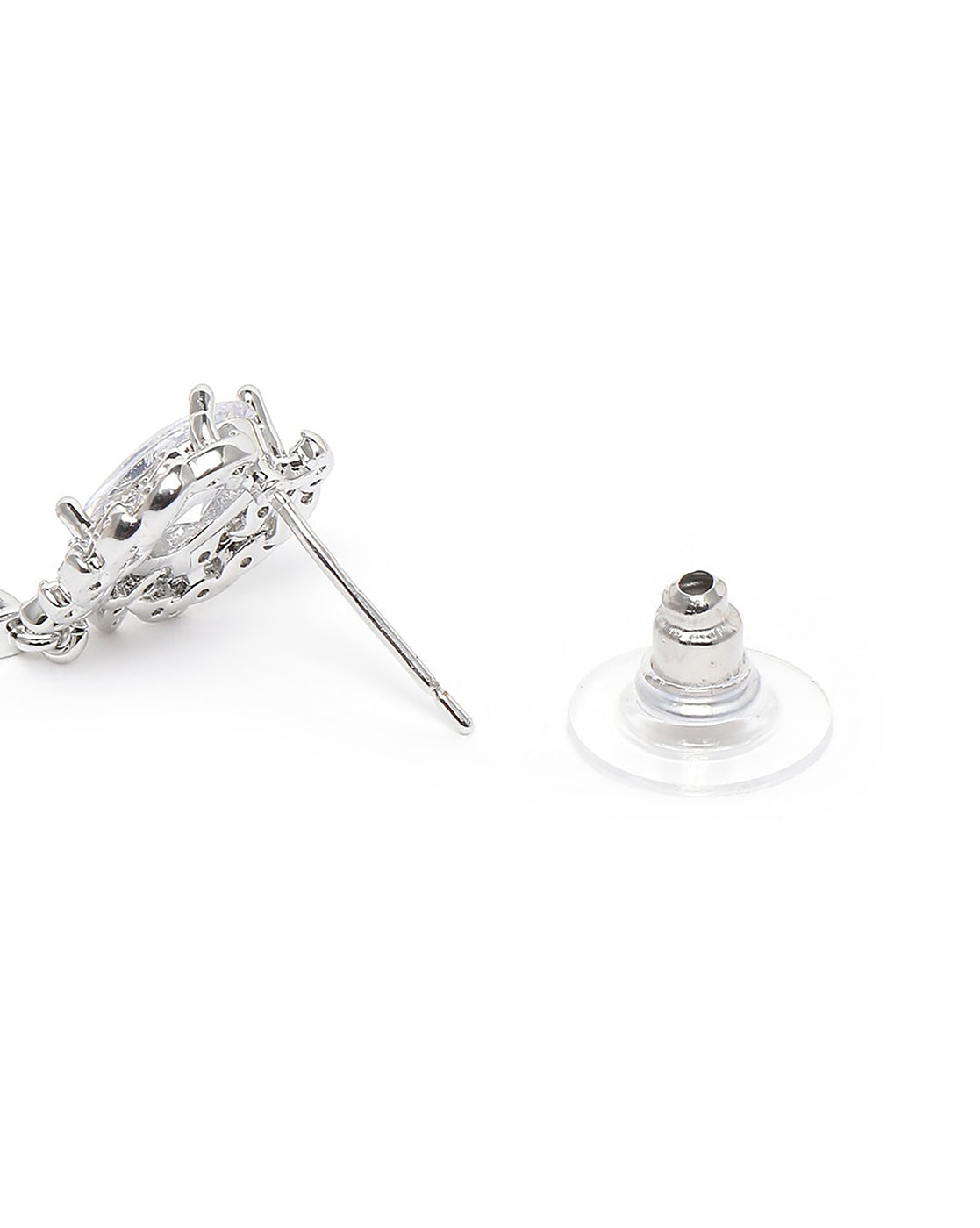 Silver Plated CZ Cluster Stud Earring