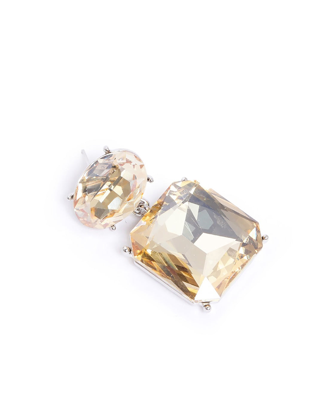 Silver Plated Crystal Rectangle Fancy Drop Earring