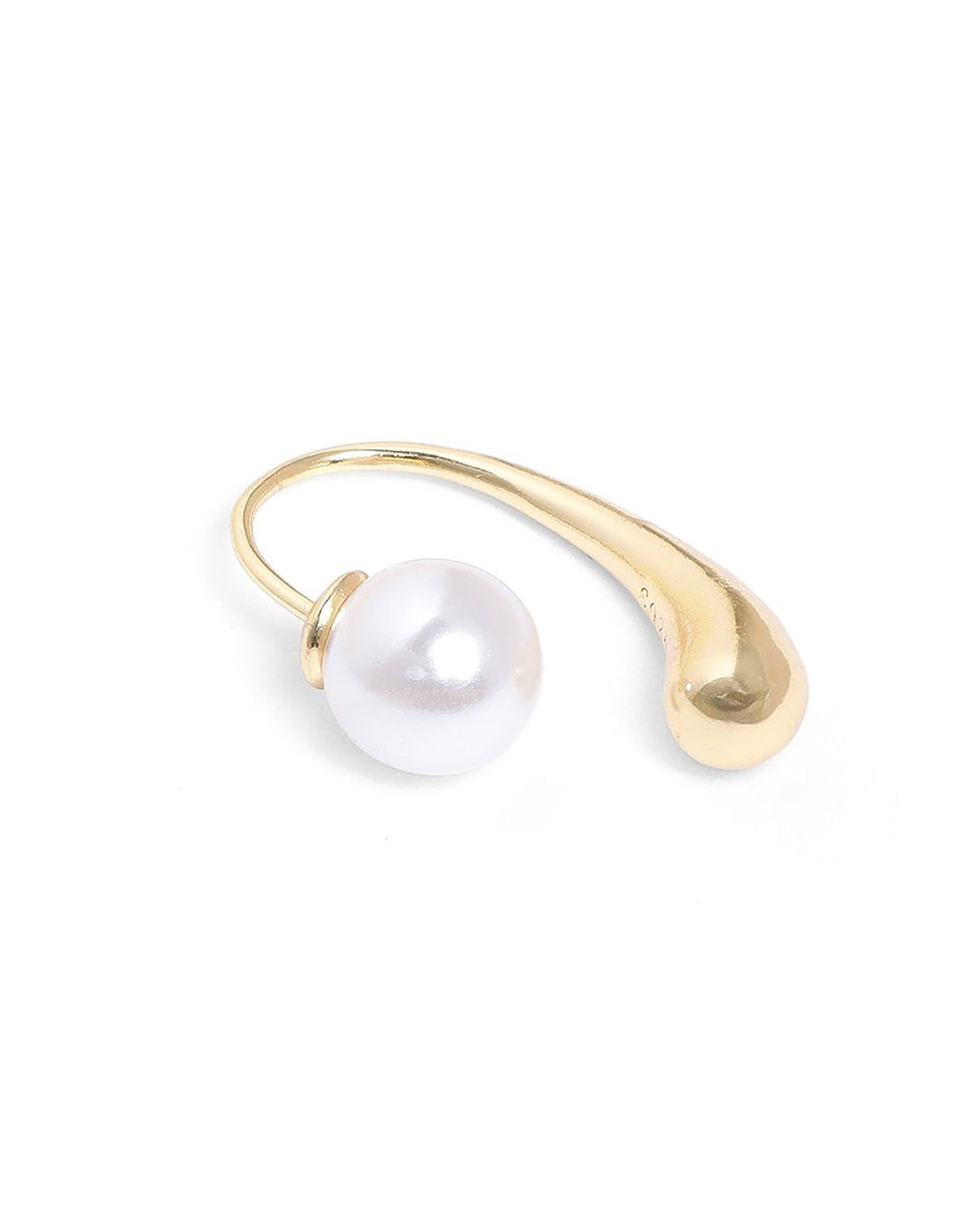 Gold Plated Pearl Fancy Half Hoop Front Back Earring