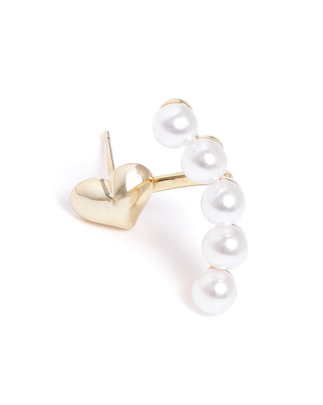 Gold Plated CZ and Pearl Fancy Heart Ear Jacket Earring