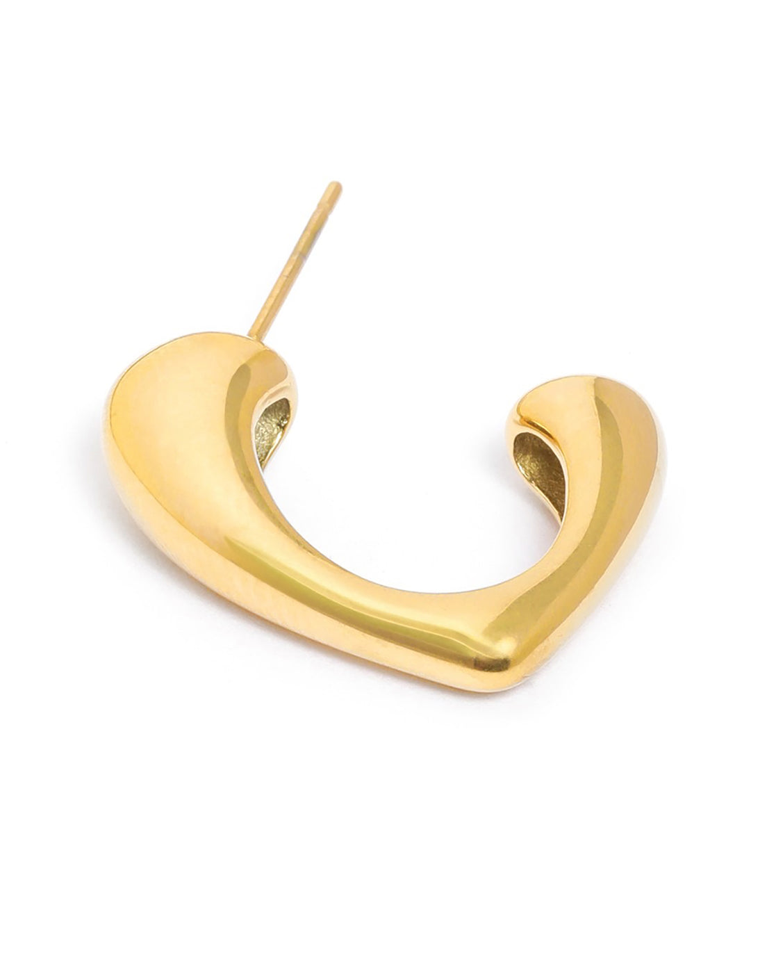 Gold Plated Heart Half Hoop Earring