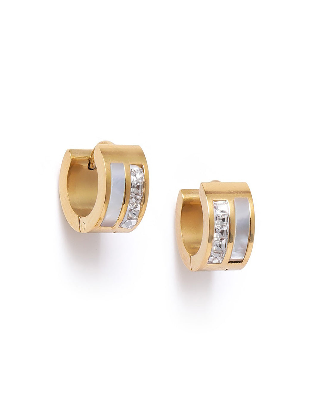 Gold Plated CZ Circular Mini Hoop Earring