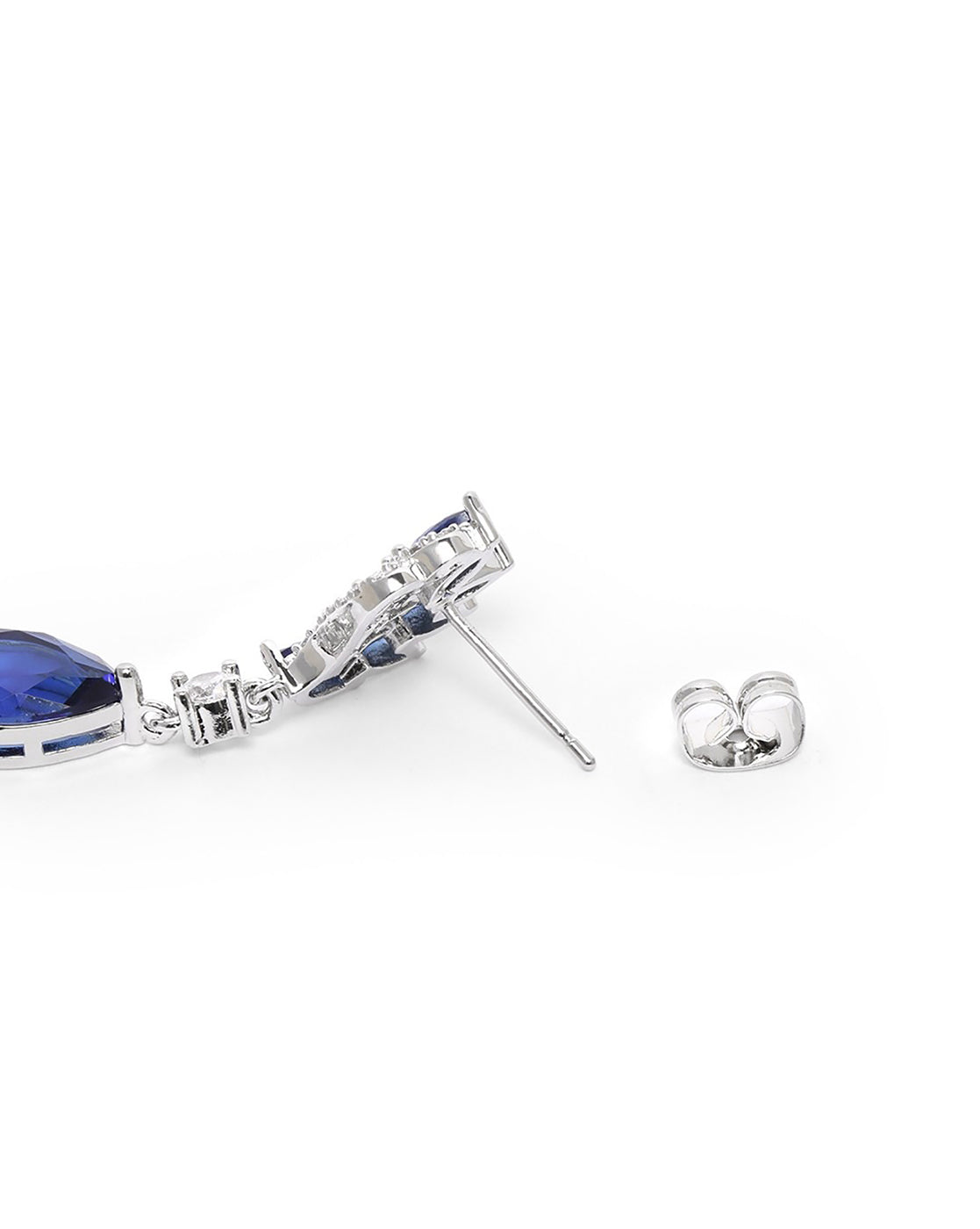 Premium Silver Plated Blue Cubic Zircon Tear Drop Earring