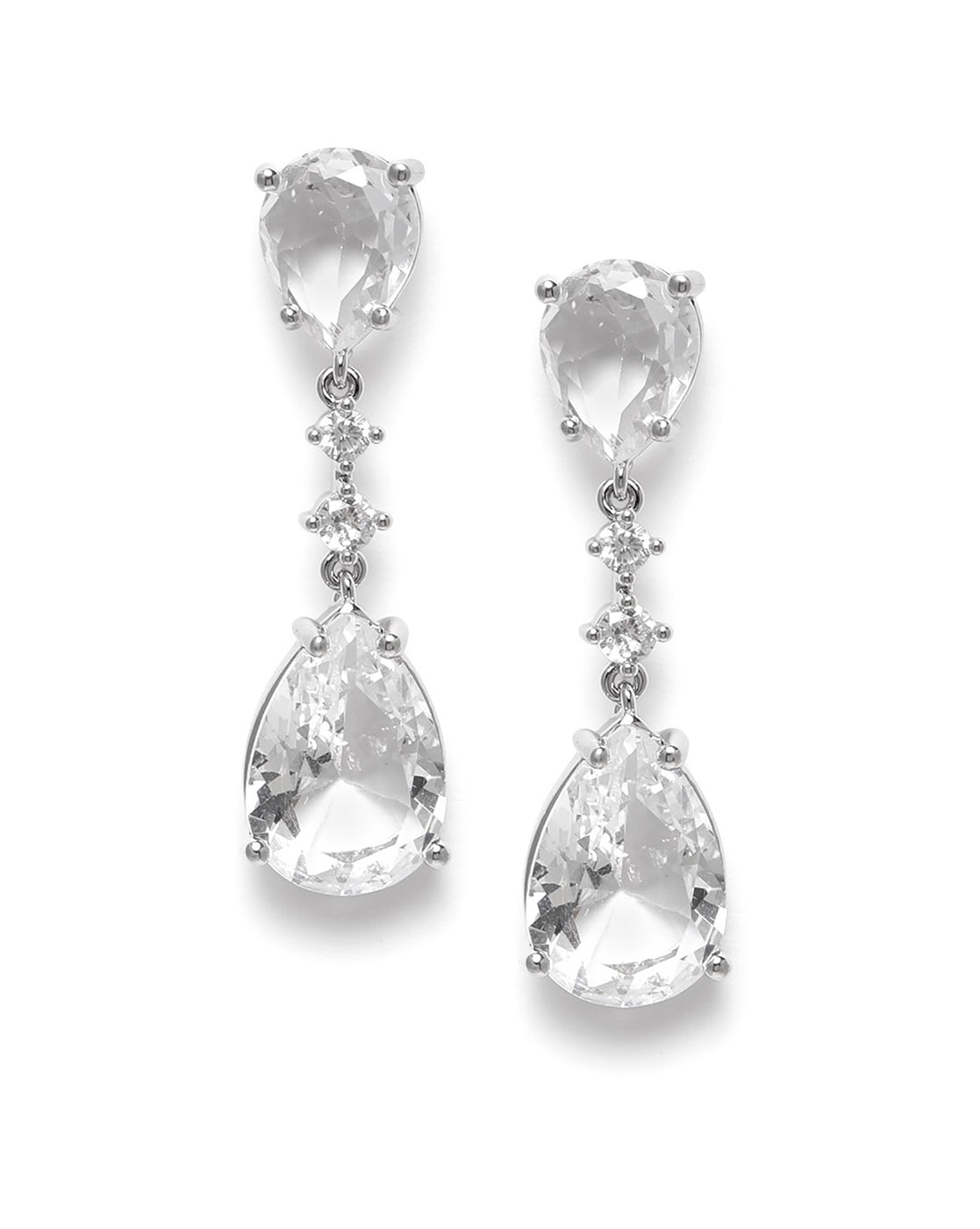 Premium Silver Plated CZ Dangling Solitaire Drop Earring