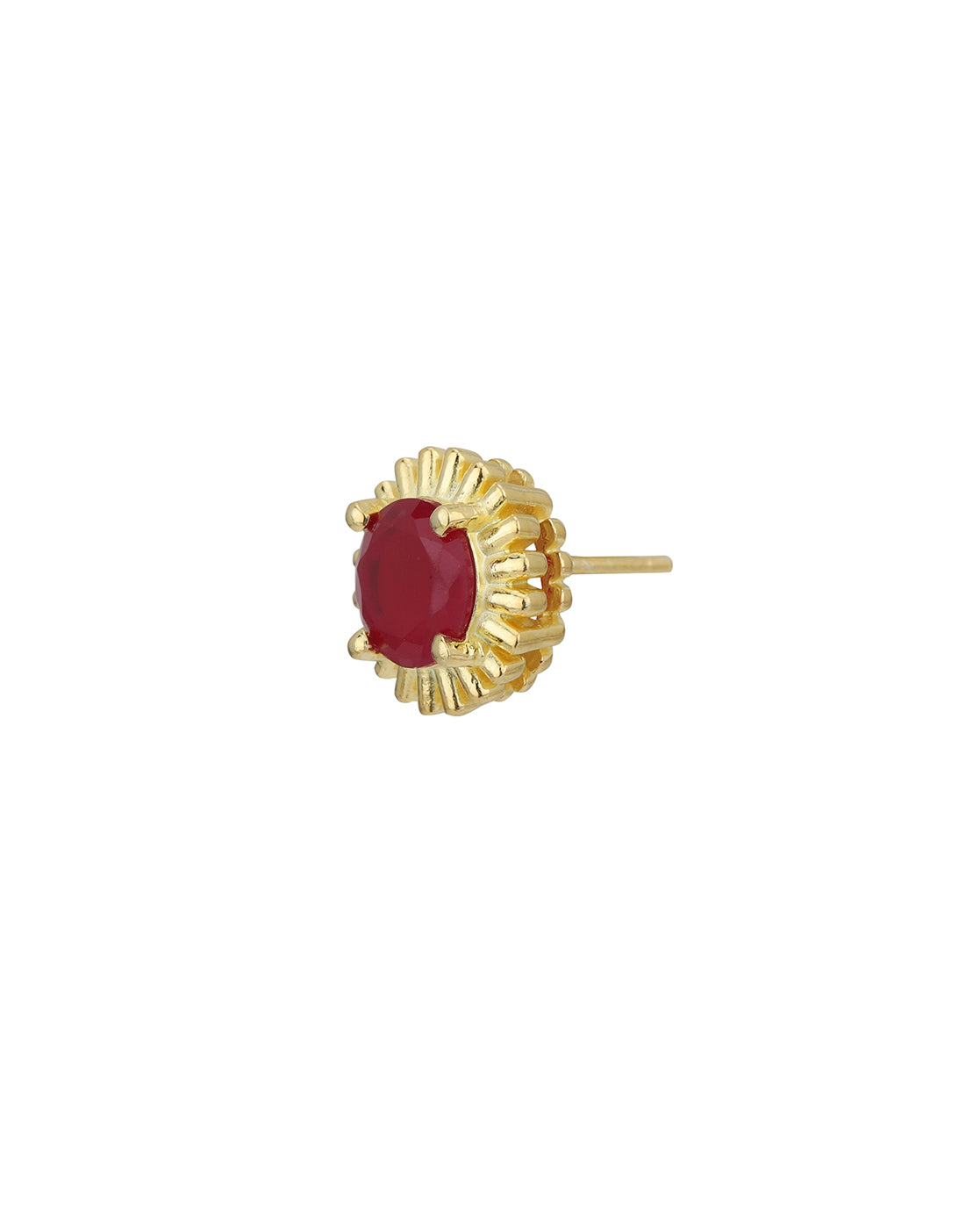 18kt Gold Plated CZ Ruby Sunflower Stud Earring