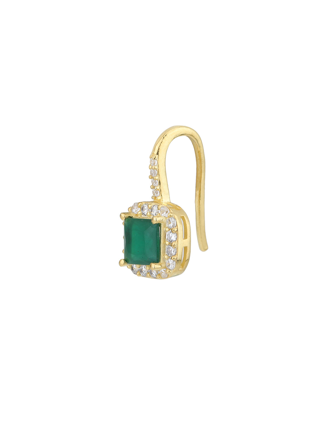 18kt Gold Plated CZ Emerald Square Drop Earring