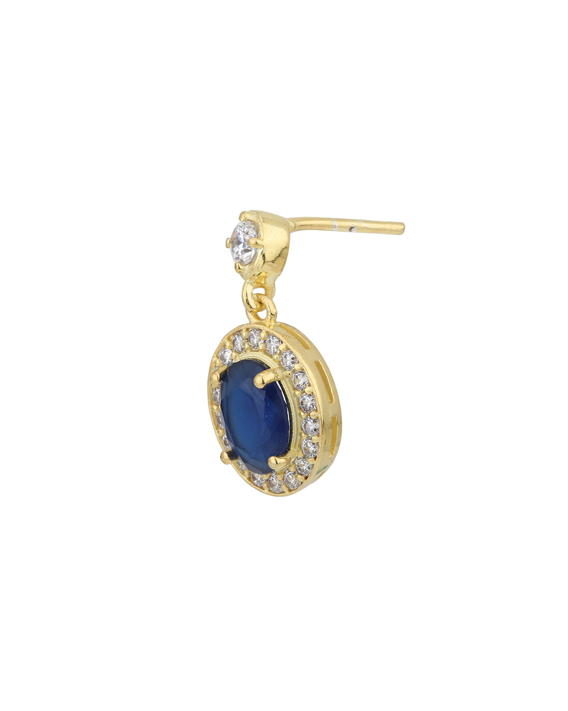 18kt Gold Plated CZ Saphire Oval Drop Earring