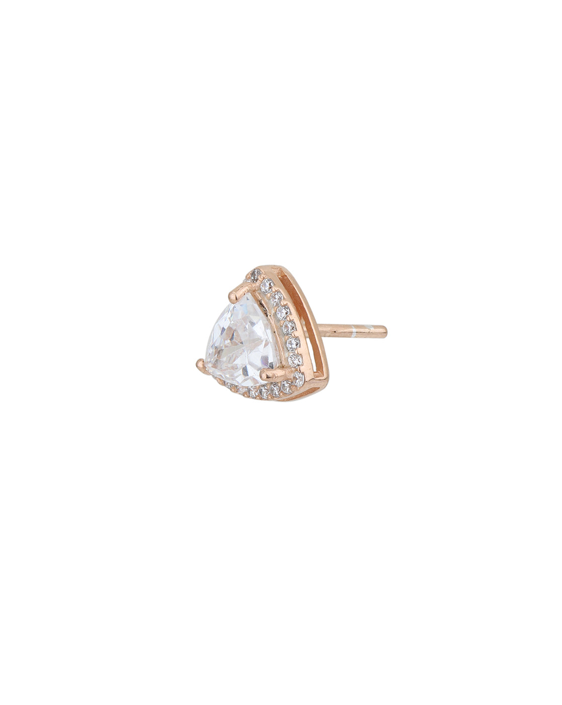 18kt Rose Gold Plated CZ Triangular Stud Earring