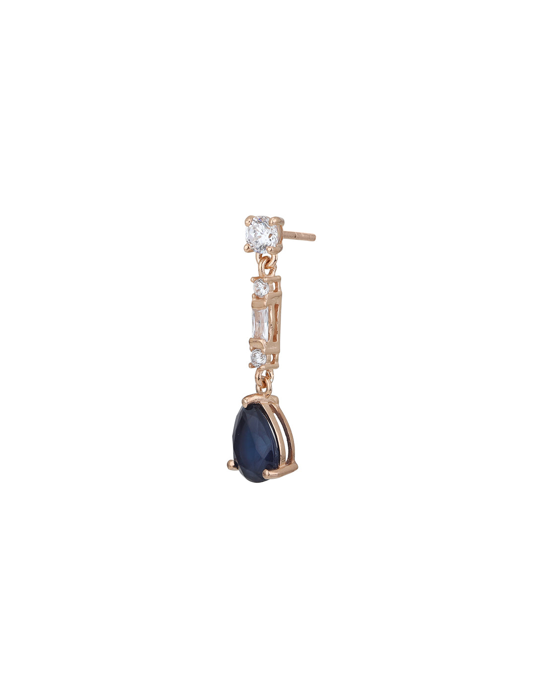 18kt Rose Gold CZ Saphire Teardrop Drop Earring