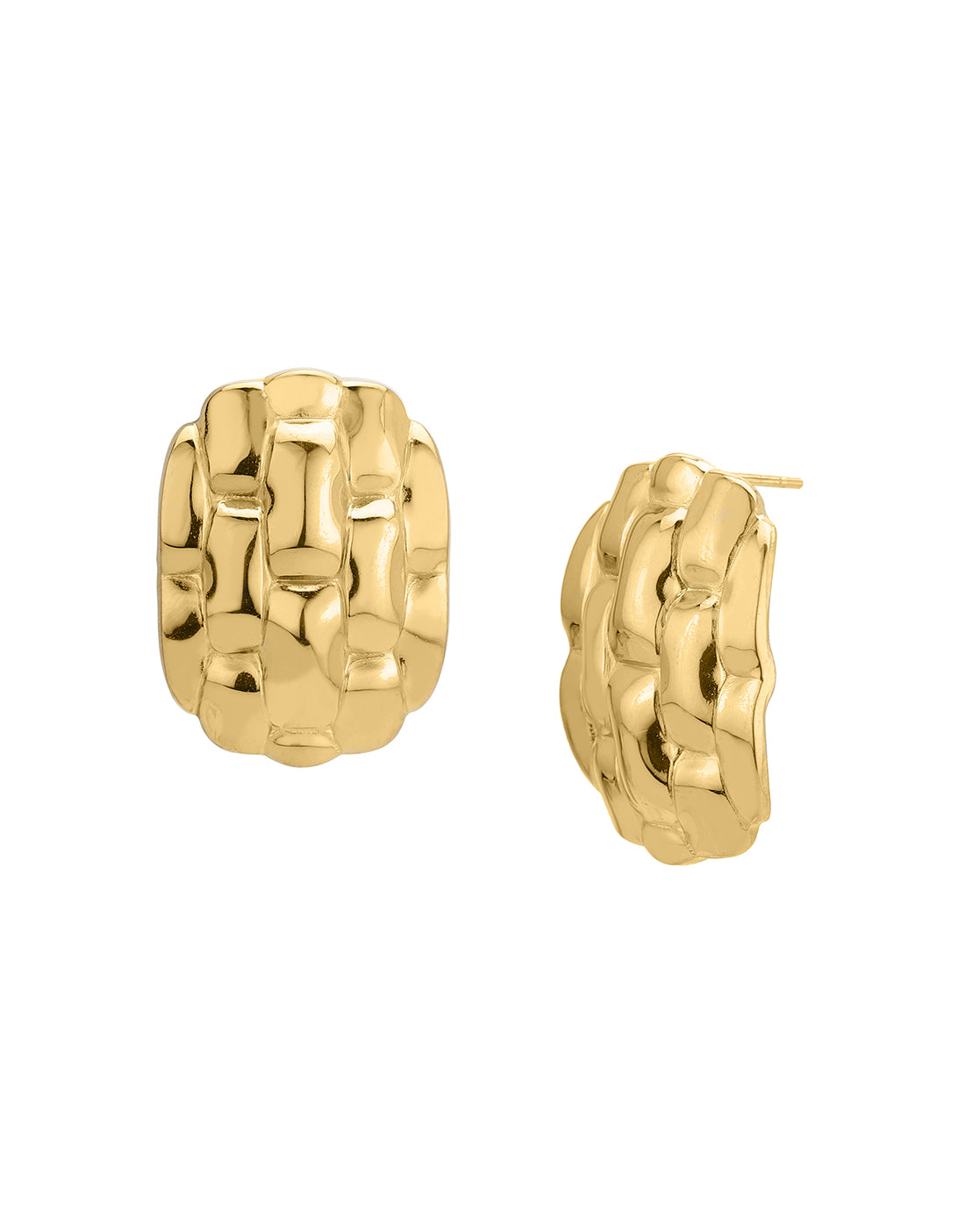 18kt Gold Plated Bold Textured Stud Earring