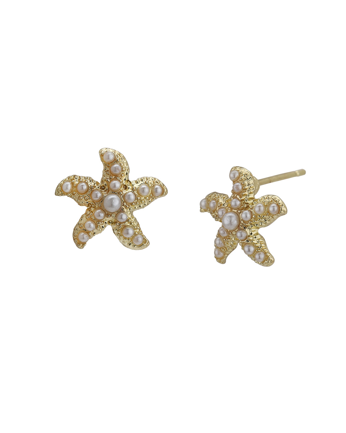 Gold Plated Pearl Starfish Stud Earring