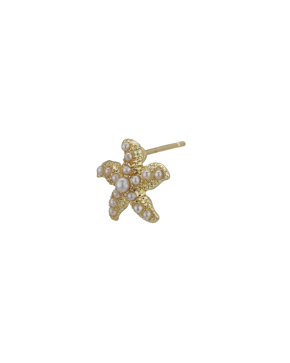 Gold Plated Pearl Starfish Stud Earring