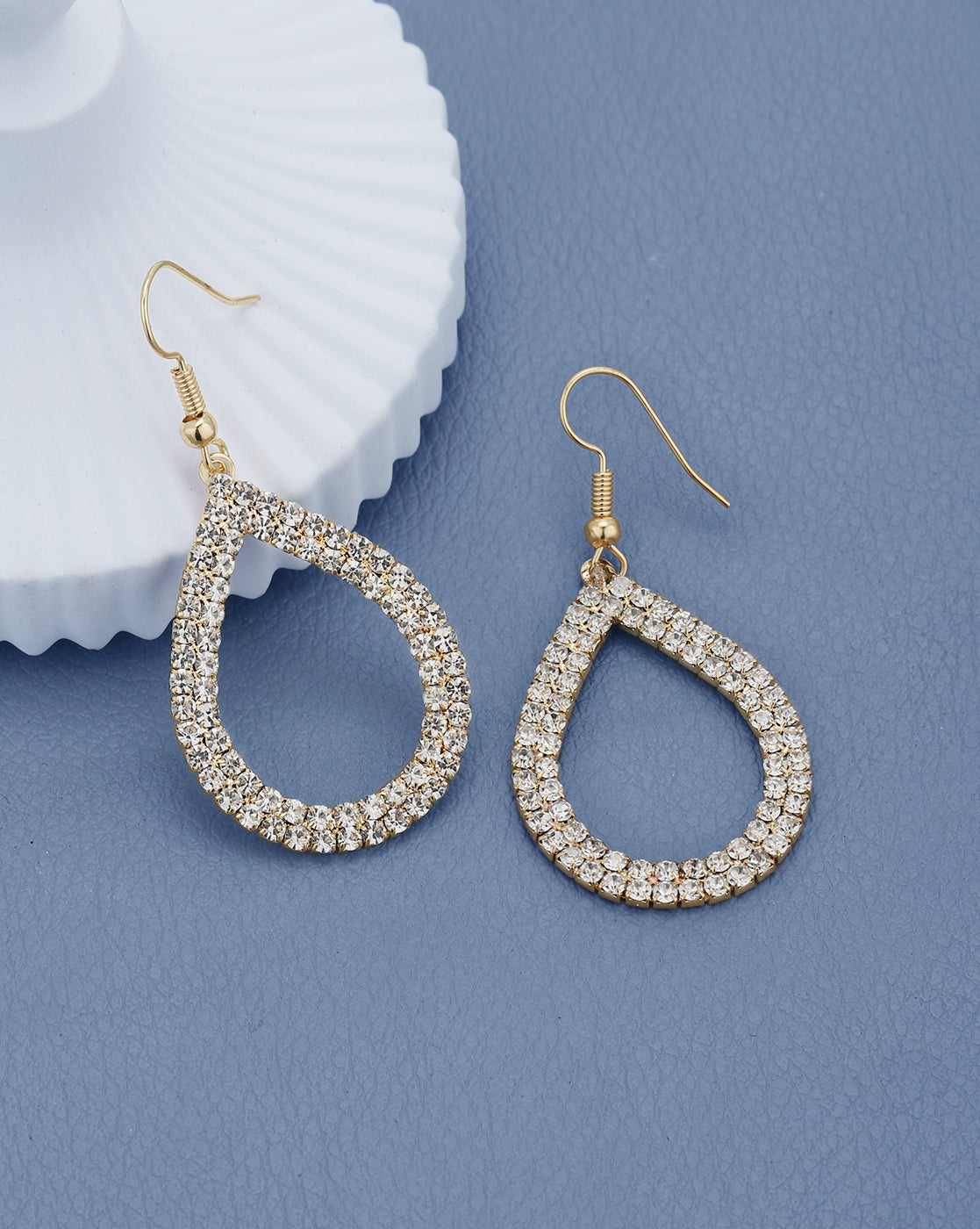 Gold Plated CZ studded Tear Drop Earring