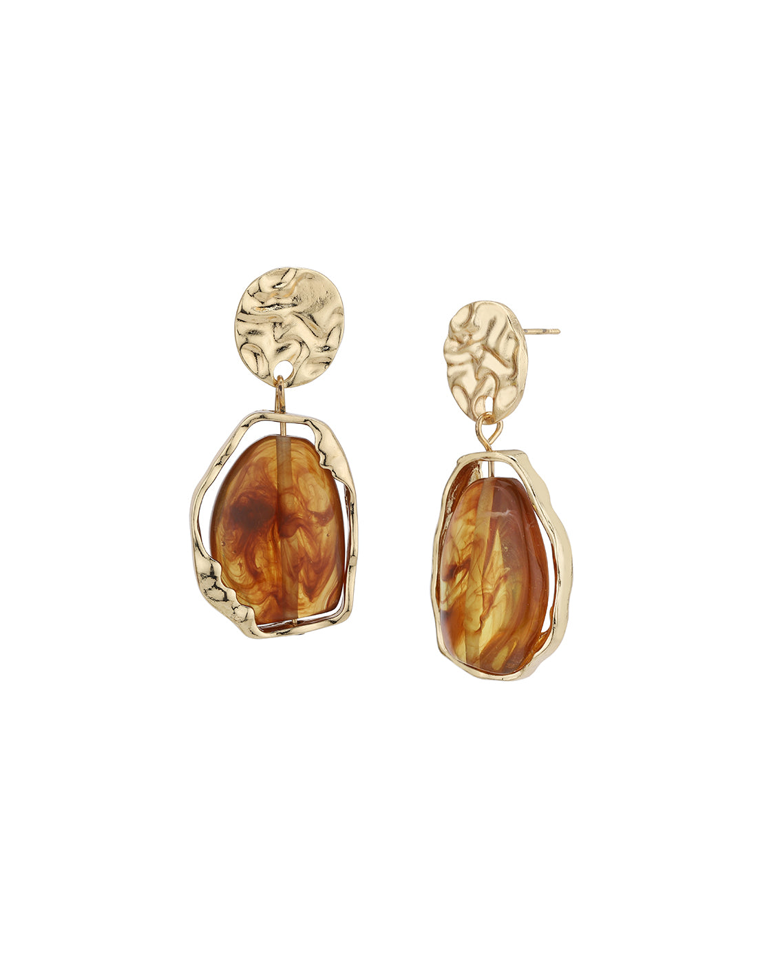 Gold Plated Glass Bead Contemporary Drop Earring