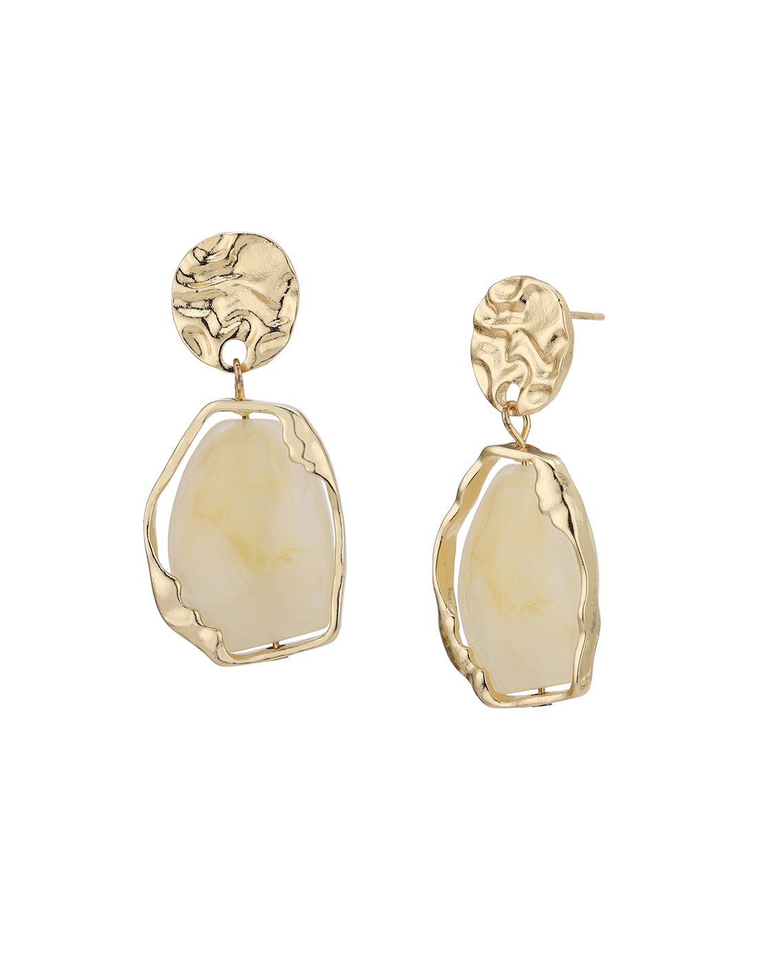 Gold Plated Glass Bead Contemporary Drop Earring