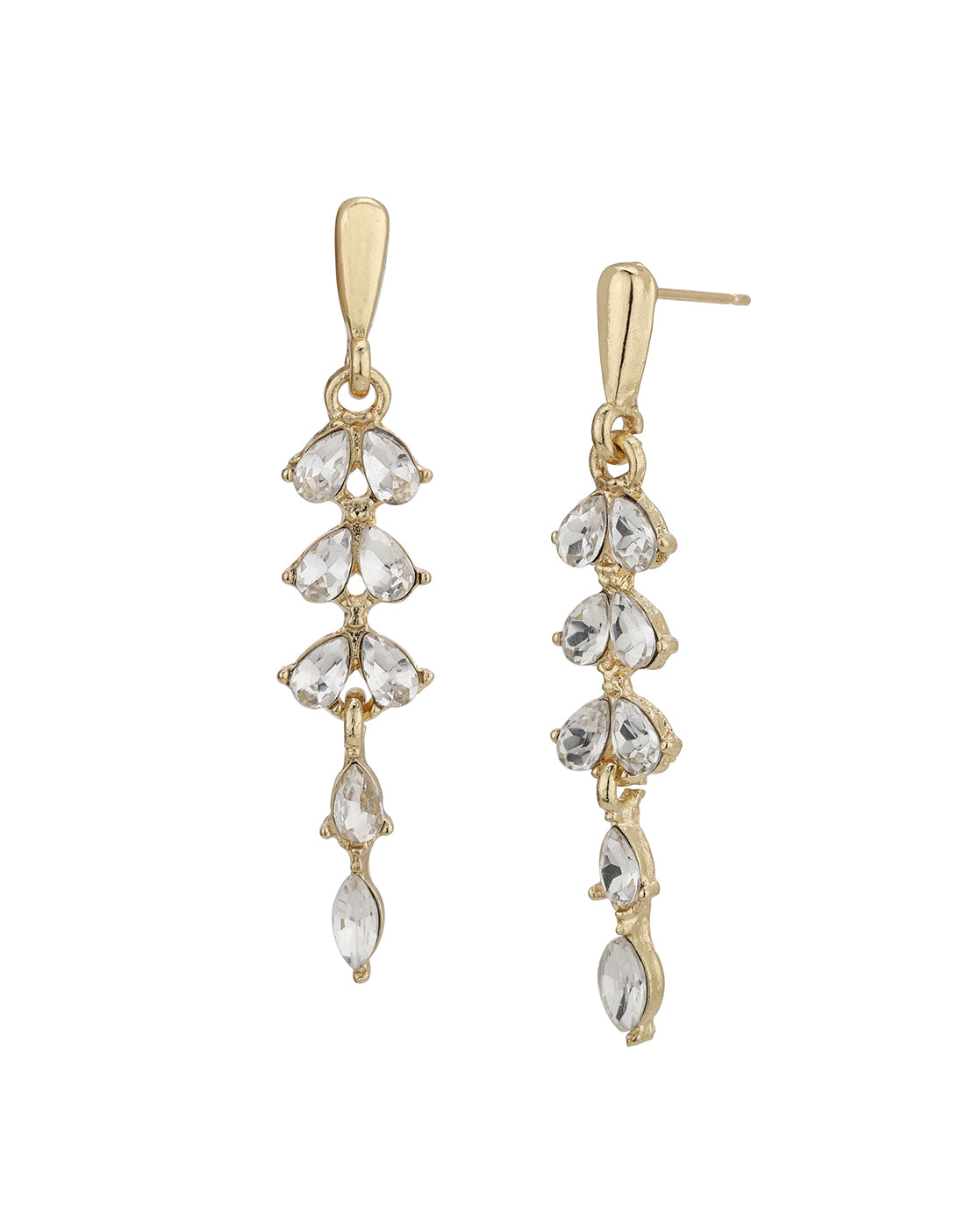 Gold Plated Dangling Leaf CZ Drop Earring