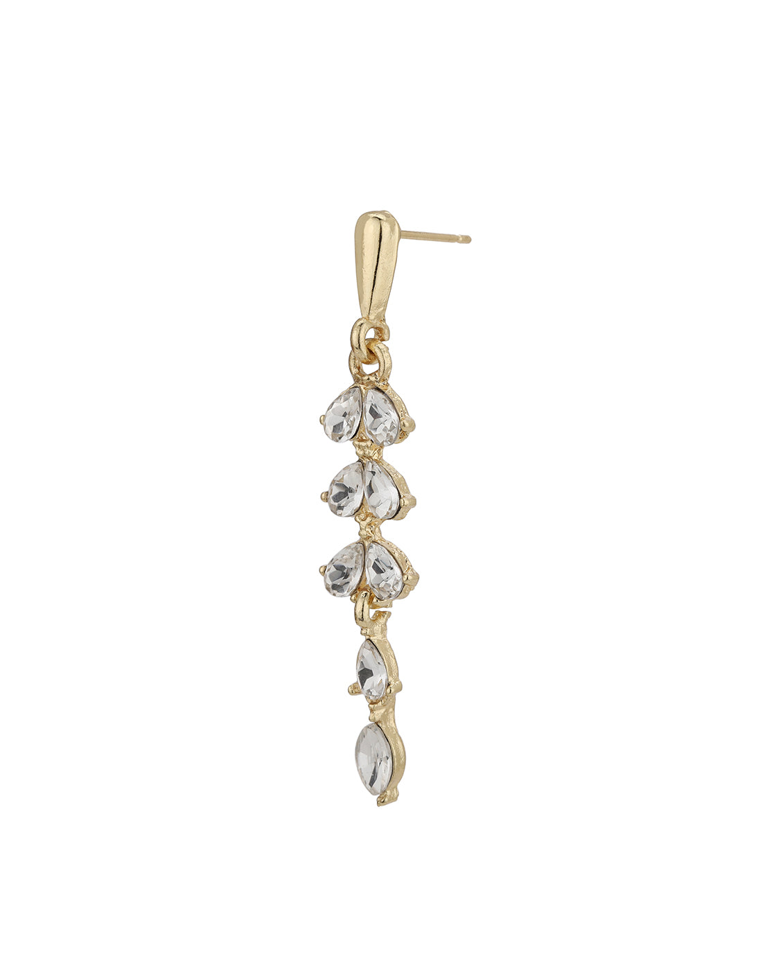 Gold Plated Dangling Leaf CZ Drop Earring