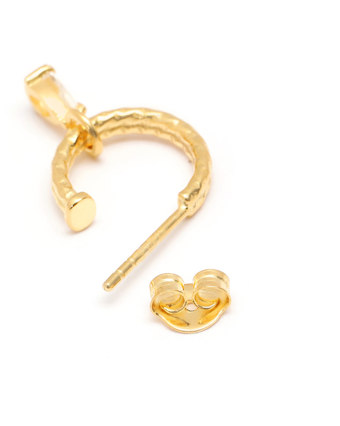 18kt Gold Plated Dangling CZ Half Hoop Earring