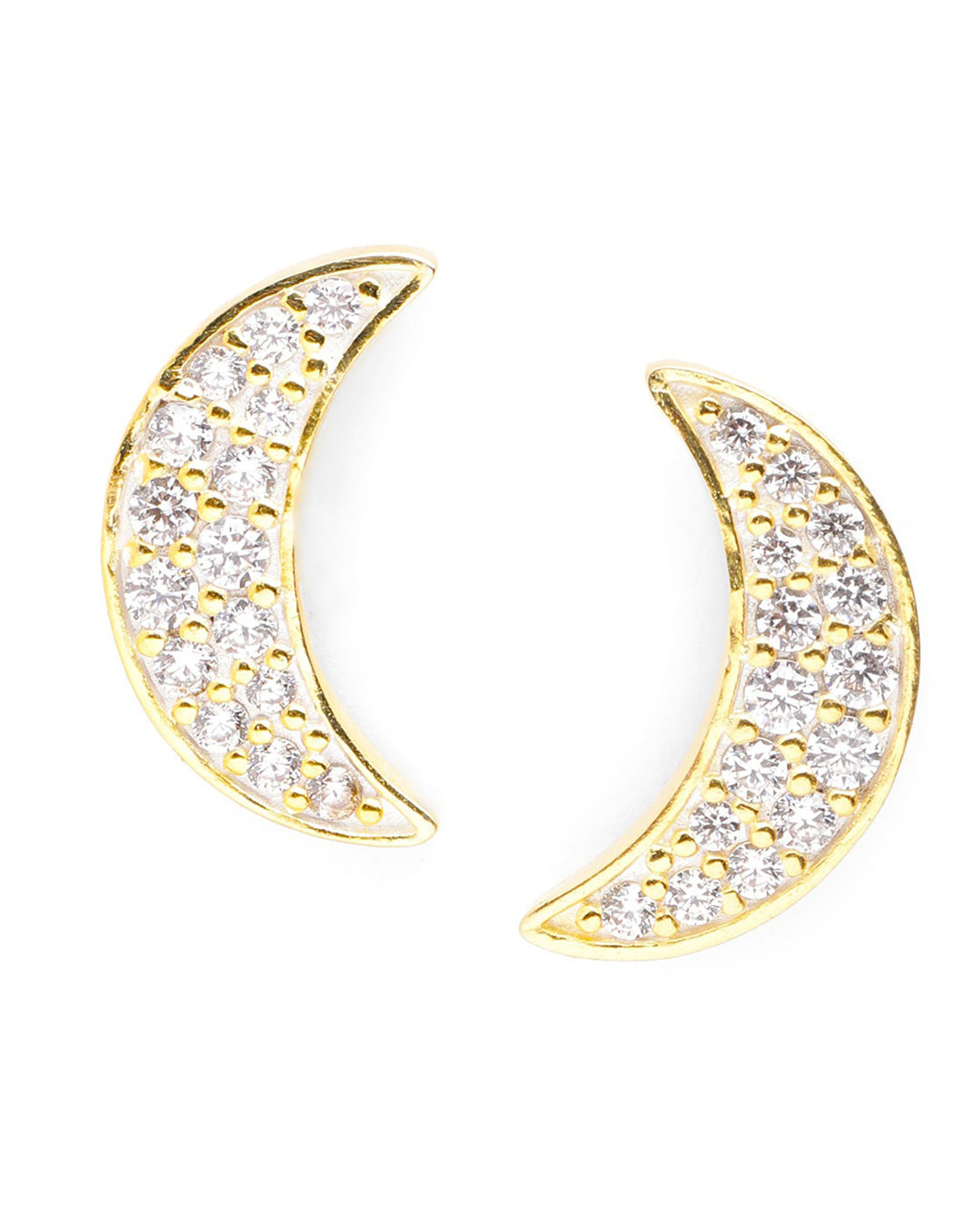 18kt Gold Plated CZ Crecent Stud Earring