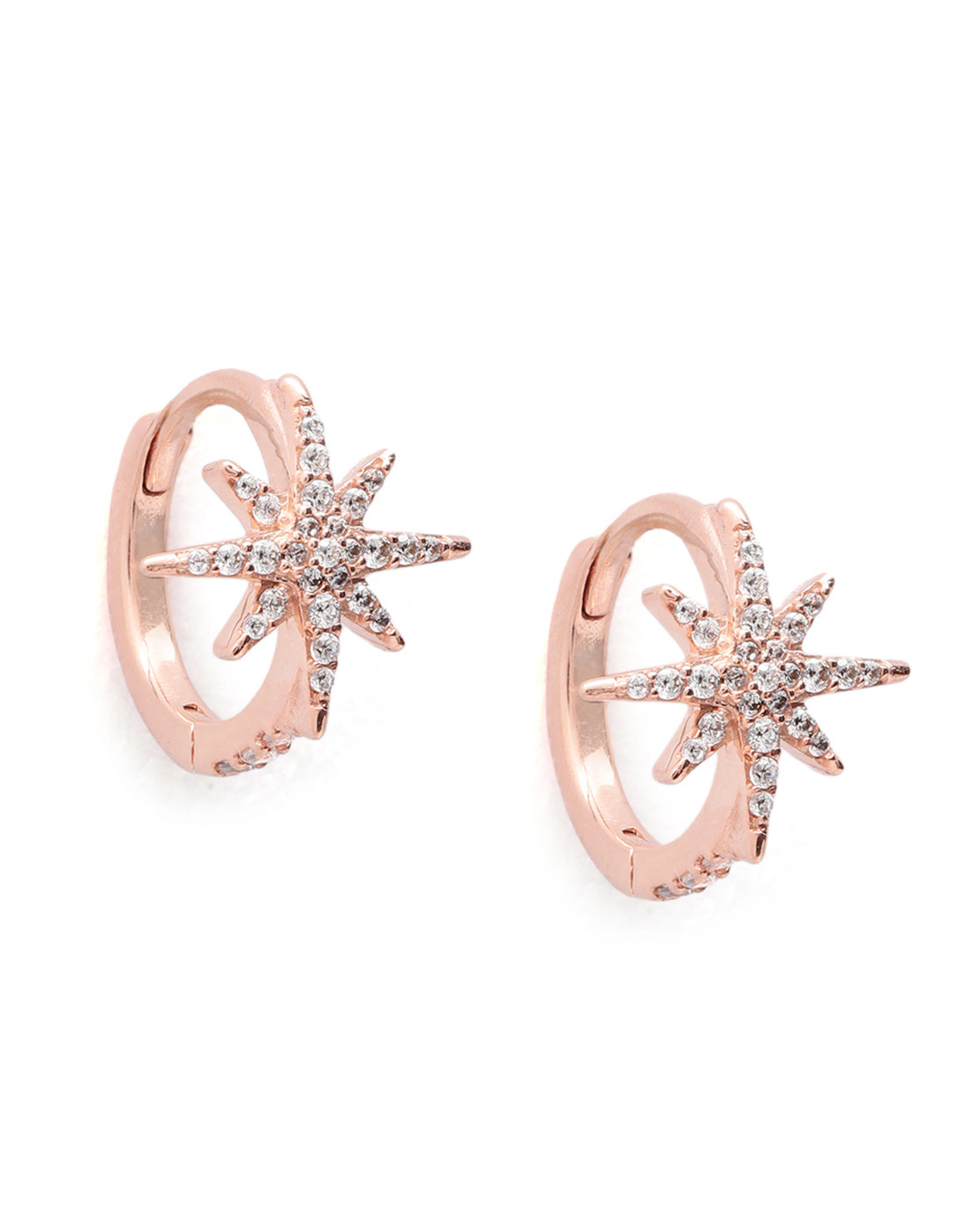 18kt Rose Gold Plated CZ Star Hoop Earring