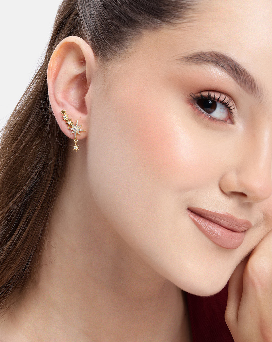 18kt Gold Plated CZ Burst Star Stud Earring