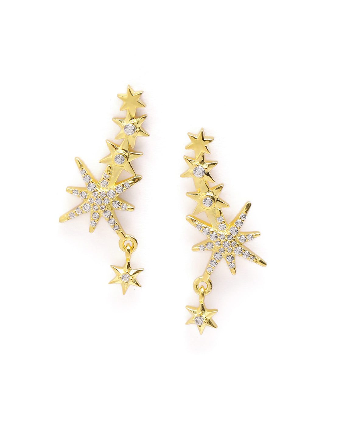 18kt Gold Plated CZ Burst Star Stud Earring