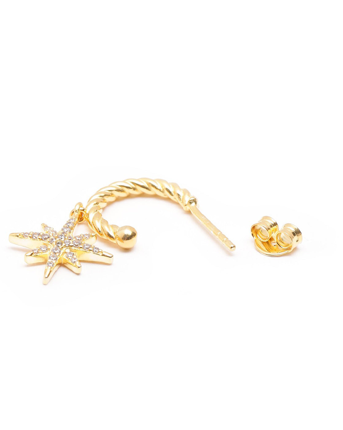 18kt Gold Plated CZ Dangling Star Half Hoop Earring