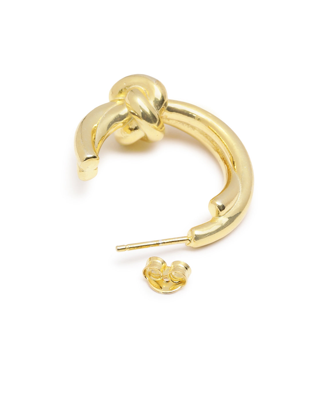 18kt Gold Plated Double Bar & Circular Half Hoop Earring