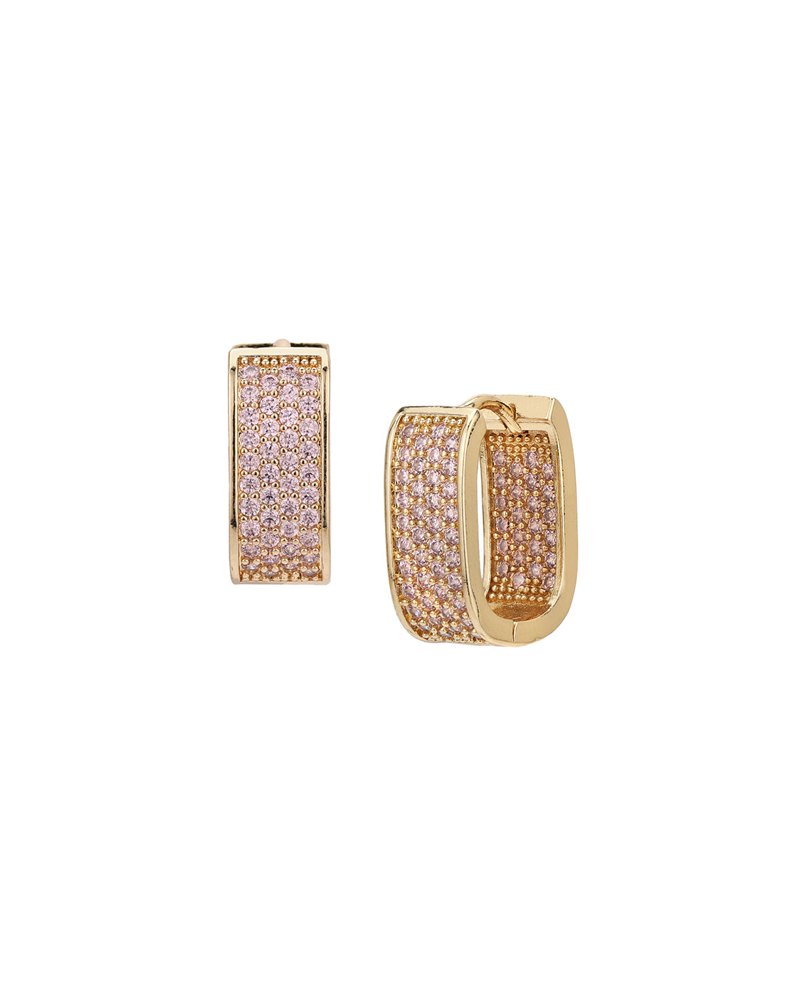 Gold Plated Pink CZ Oval Hoop Earring