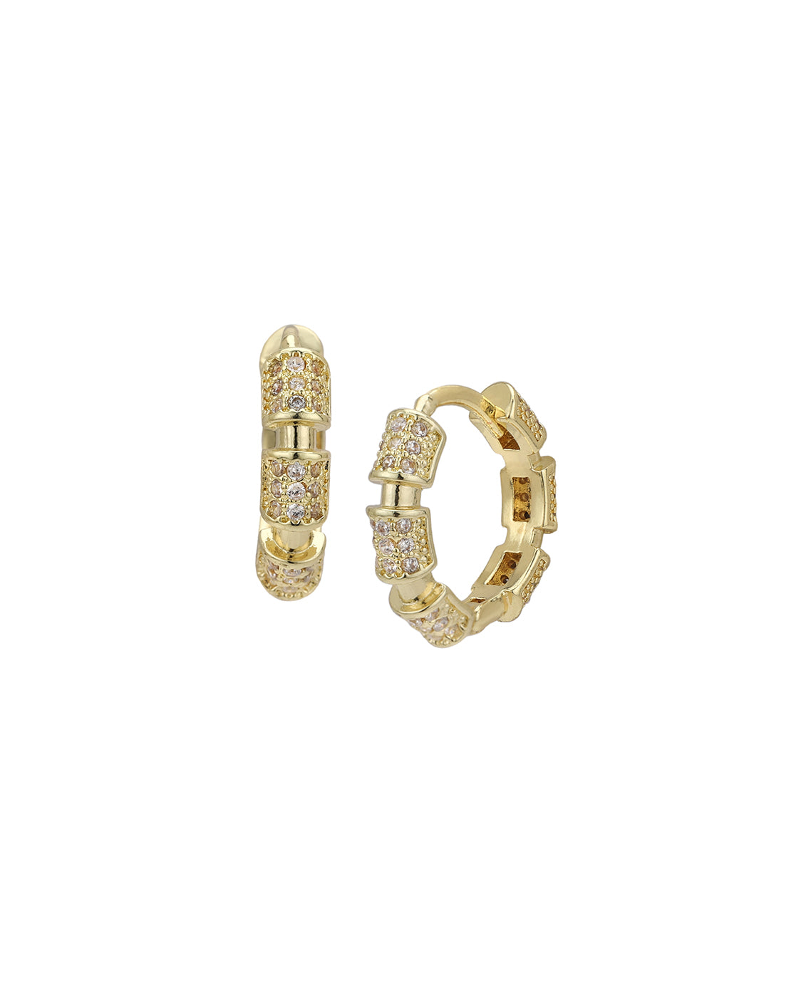 Gold Plated CZ Circular Mini Hoop Earring